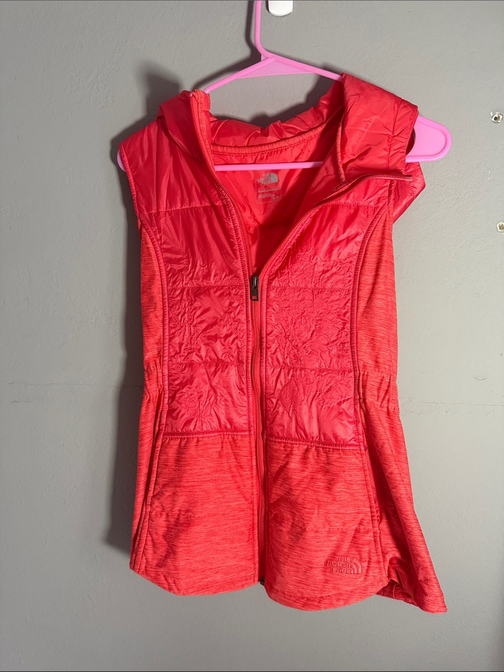 North Face Red Hooded Vest